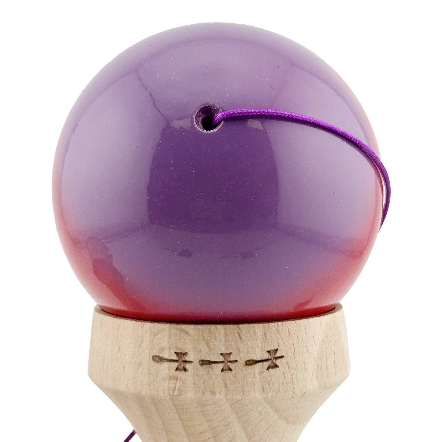 Kendama X Originala, Model V3 Mov / Rosu / Negru in Degrade, Profesionala, Cupe Mari King Size, Super Sticky, Gaura in Baza, Rulment, Ata 62cm