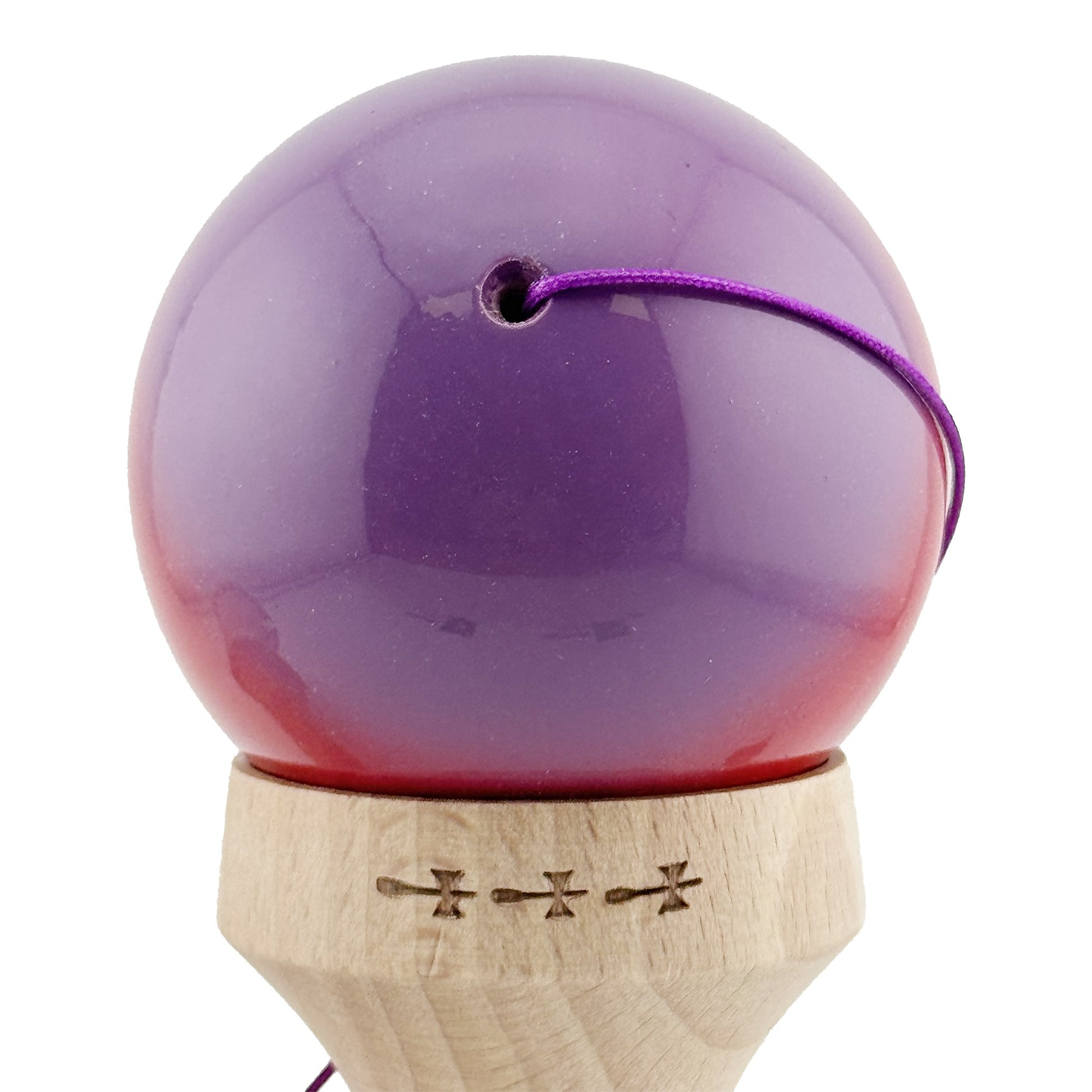 Kendama X Originala, Model V3 Mov / Rosu / Negru in Degrade, Profesionala, Cupe Mari King Size, Super Sticky, Gaura in Baza, Rulment, Ata 62cm