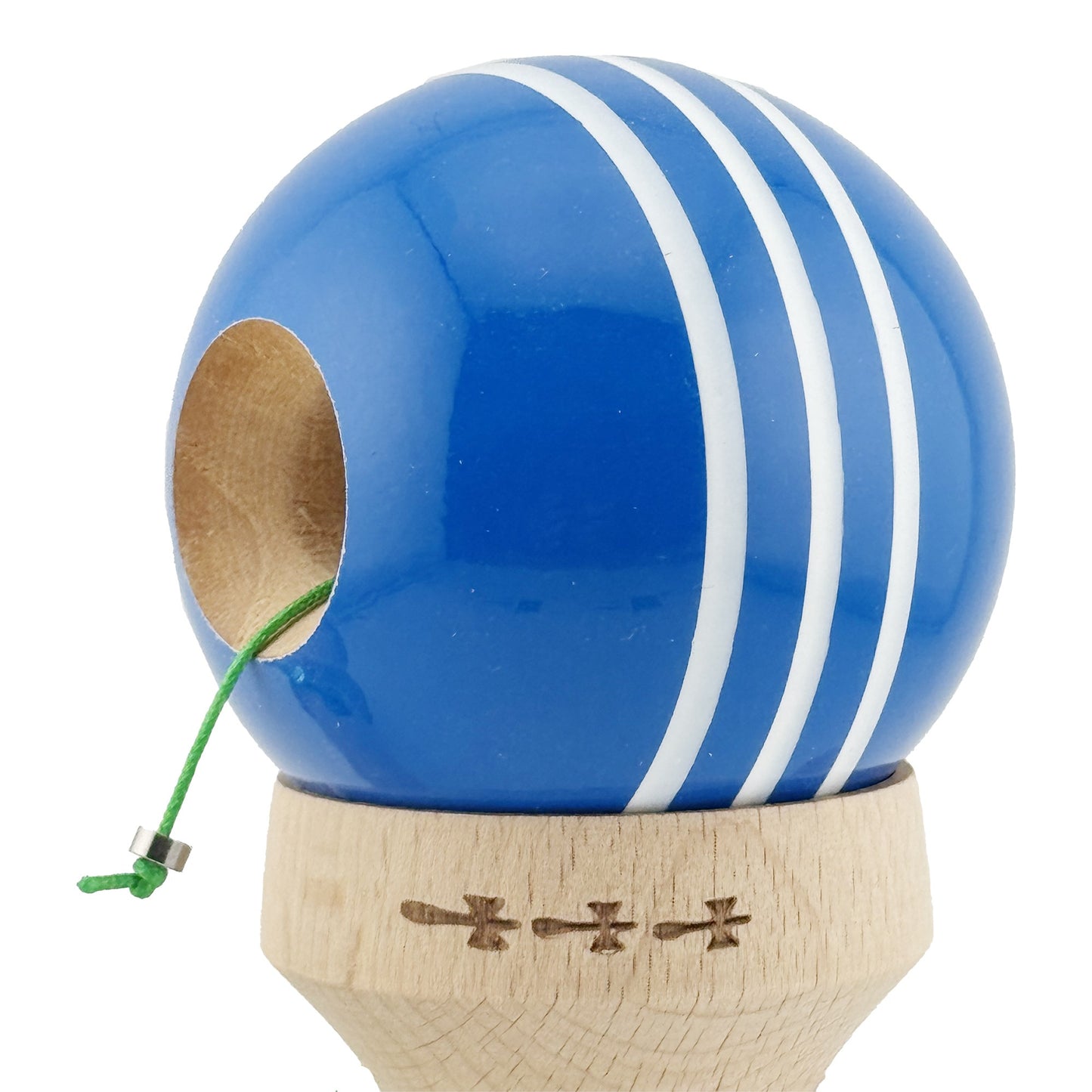 Kendama X Originala, Model V3 Albastru / Alb, Profesionala, Cupe Mari King Size, Super Sticky, Gaura in Baza, Rulment, Ata 62cm