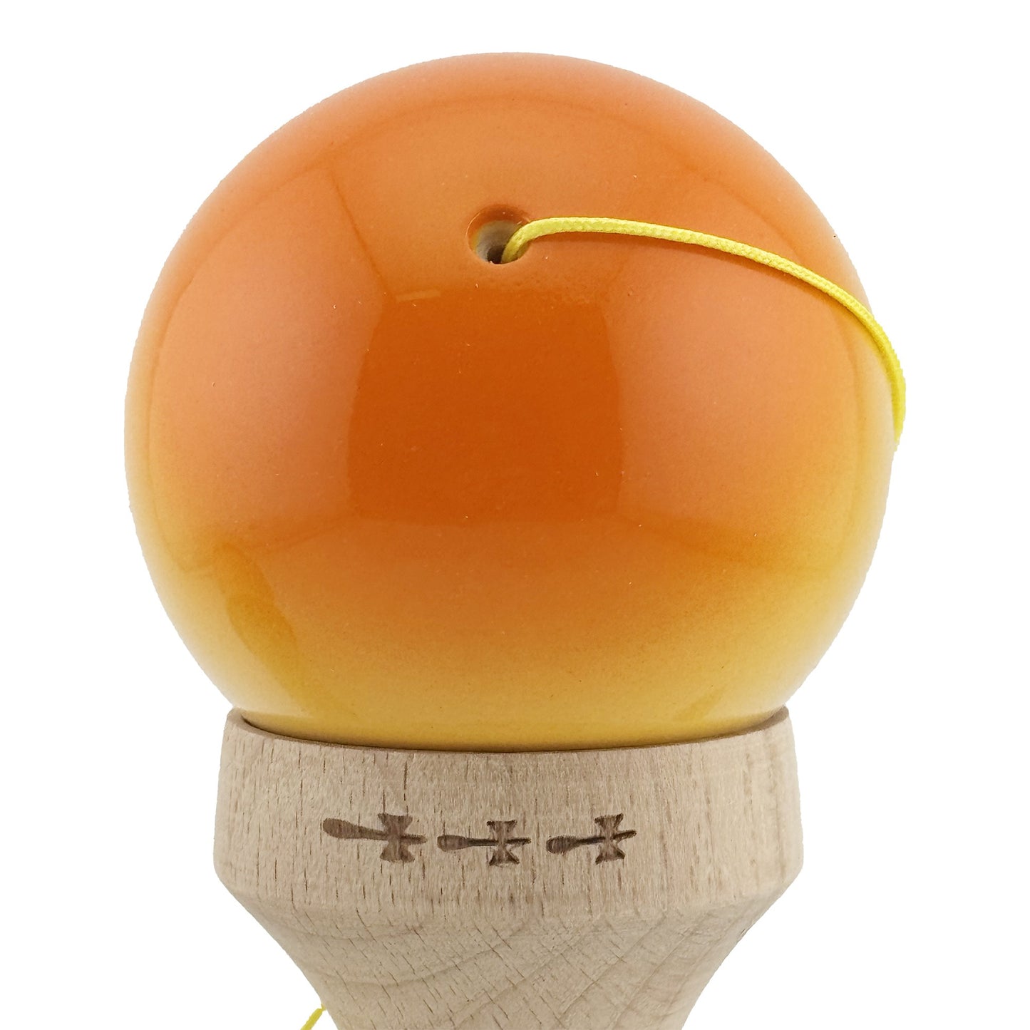 Kendama X Originala, Model V3 Portocaliu / Galben / Alb in Degrade, Profesionala, Cupe Mari King Size, Super Sticky, Gaura in Baza, Rulment, Ata 62cm