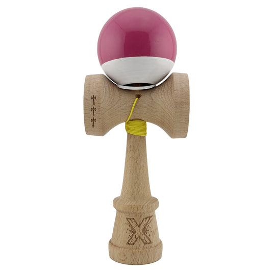 Kendama X Originala, Model V3 Roz Inchis / Alb, Profesionala, Cupe Mari King Size, Super Sticky, Gaura in Baza, Rulment, Ata 62cm