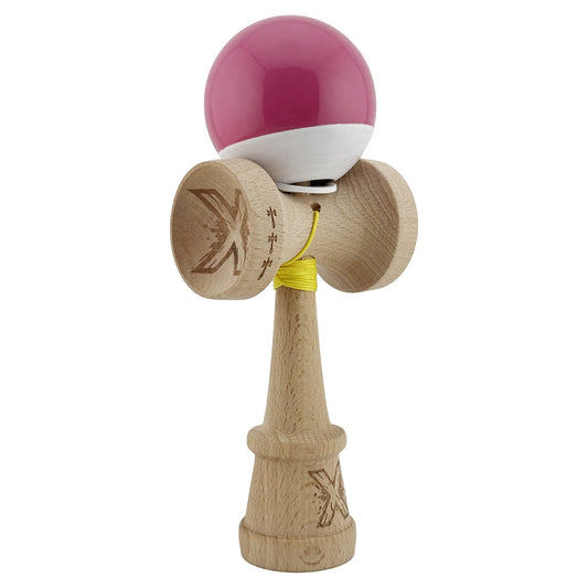 Kendama X Originala, Model V3 Roz Inchis / Alb, Profesionala, Cupe Mari King Size, Super Sticky, Gaura in Baza, Rulment, Ata 62cm