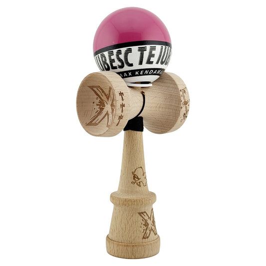Kendama X Valentine's Day Originala, Model V3 Roz / Alb, Profesionala, Cupe Mari King Size, Super Sticky, Gaura in Baza, Rulment, Ata 62cm
