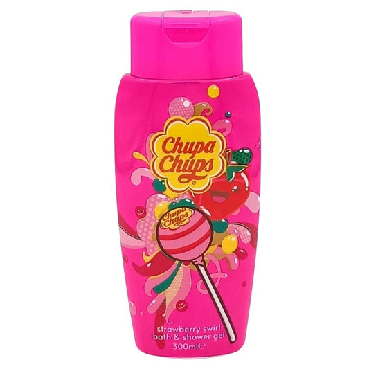 Gel de Dus Chupa Chups, Aroma Capsuni, Formula Hidratanta, Recipient cu Dozator, 300 ml