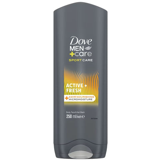 Dove Men+Care Gel De Dus Sport Active+Fresh, Curatare Revigoranta Pentru Corp Si Fata, 250 ml