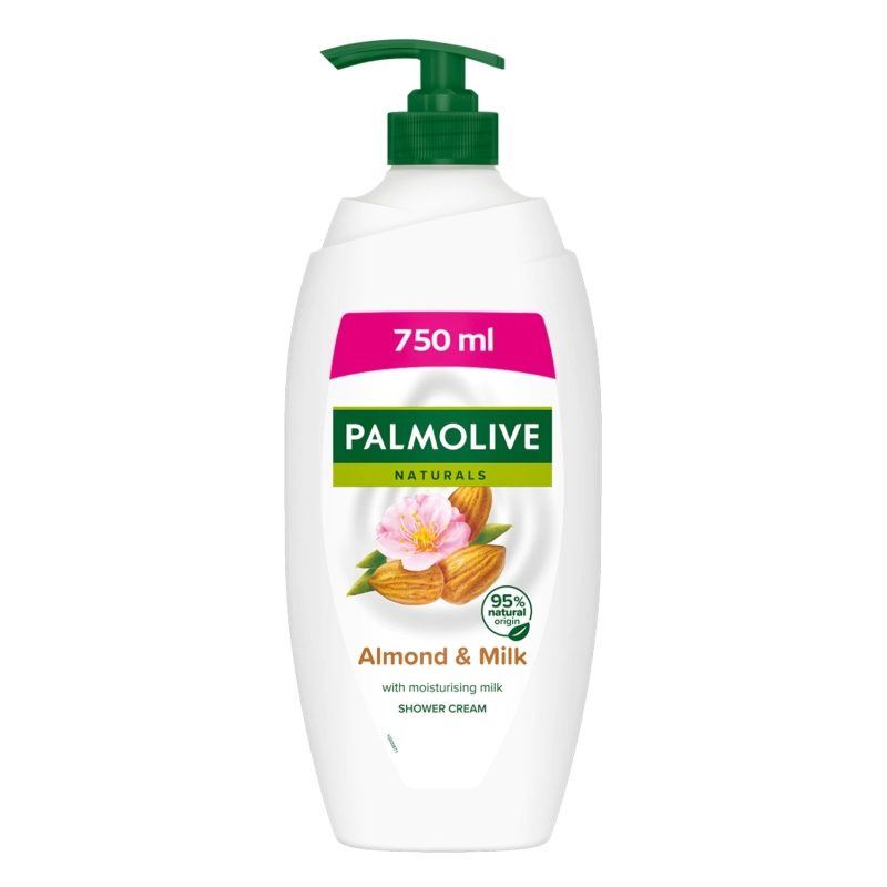Palmolive Naturals Gel de Duș Hidratant, Extract de Migdale și Lapte Hidratant, Cu Pompiță, 750 ml
