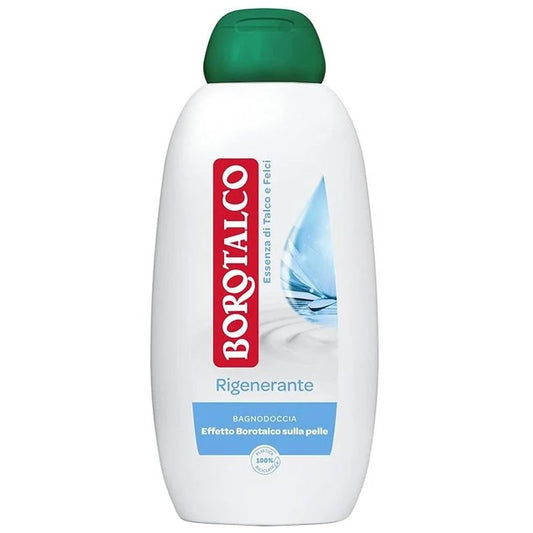 Gel de Duș Borotalco Regenerante, Formulă Hidratantă cu Parfum de Talc, Curățare Delicată, Recipient 600 ml