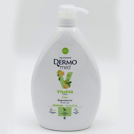 Dermomed Gel de Dus Revitalizant, Lime Vitality, Extract de Lamaie si Citrice, Hidratare Intensa, PH 5.5, Bidon 1 L