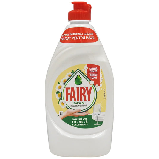 Detergent Lichid de Vase Fairy Chamomile, Putere Degresantă Ridicată, Extract de Mușețel, 450 ml