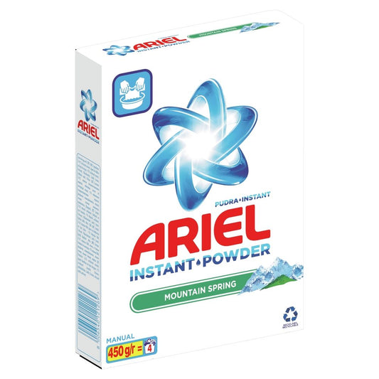 Ariel Detergent Pudră pentru Spălare Manuală, Tehnologie Instant Powder, Îndepărtare Pete, 450 g