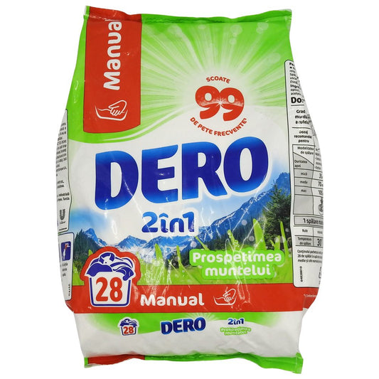 Dero Manual 2in1 Prospetimea Muntelui, Detergent de Rufe Pudra pentru Spalare Manuala, Parfum de Munte, 1.4 kg