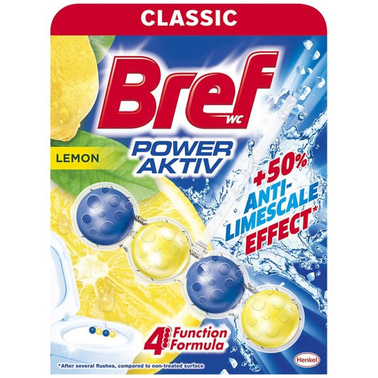 Bref Odorizant WC Power Aktiv, Bile Igienizante, Aromă de Lămâie, 50 g