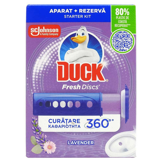 Duck Fresh Discs Aparat Curățare WC, Aplicator Gel Igienizant, Parfum Lavandă, 36 ml