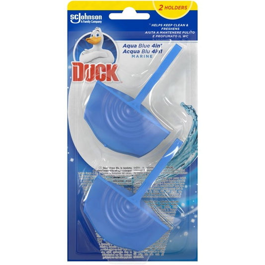 Duck Anitra Odorizant WC, Discuri Adezive Cu Gel, Efect Igienizant Si Proaspat, Parfum Aqua Blue Marine, 2 x 36 g