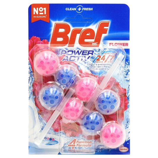 Bref Power Aktiv Odorizant WC, Bile Igienizante Cu Efect De Prospețime, Parfum Floral, Set 2 x 50 g