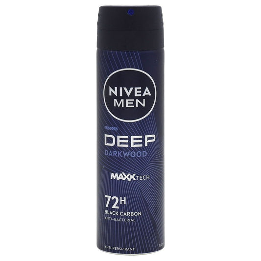 Nivea Men Deep, Deodorant Antiperspirant, Protectie Antibacteriana, Protectie 48h, Carbune Activ, 150 ml