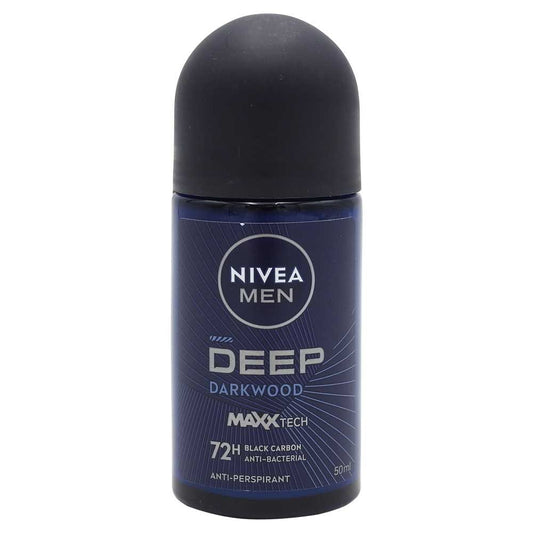 Nivea Men Deep Black Carbon Antiperspirant Roll-On, Protectie 72H, Senzatie Dry Feel, 50 ml