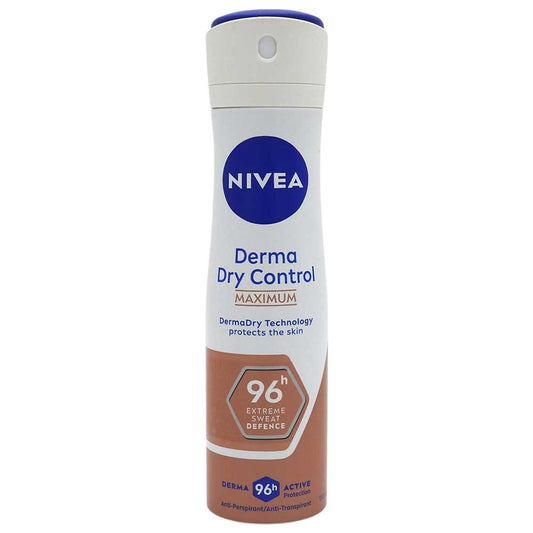 Nivea Derma Dry Control, Deodorant Antiperspirant Tip Spray, Protecție 96h, Îngrijire pentru Piele, 150 ml