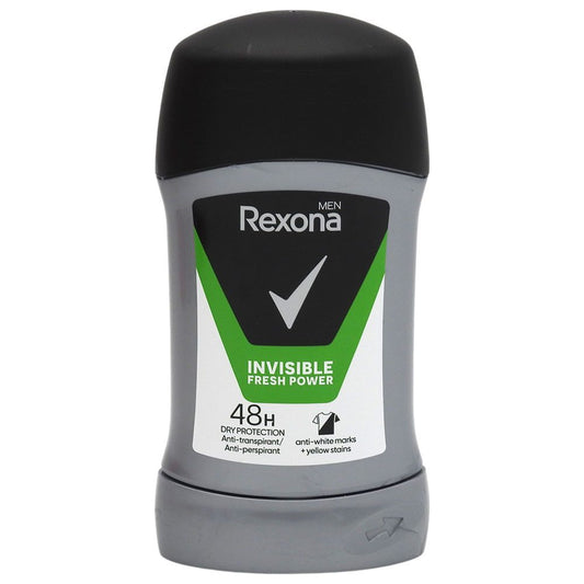Antiperspirant Stick Rexona Men Invisible Fresh Power, Protectie Impotriva Petelor Albe si Galbene, Barbati, 50 ml