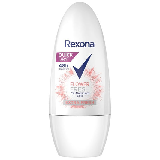 Rexona Flower Fresh, Antiperspirant Roll-On Pentru Femei, Protecție 48h, Parfum Floral, 50 ml