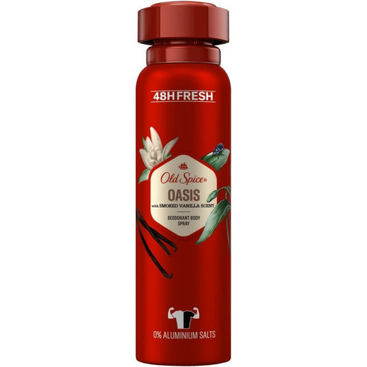 Deodorant Spray Old Spice Oasis, Parfum de Vanilie și Note Fructate, Protecție Împotriva Mirosurilor Neplăcute, 150 ml