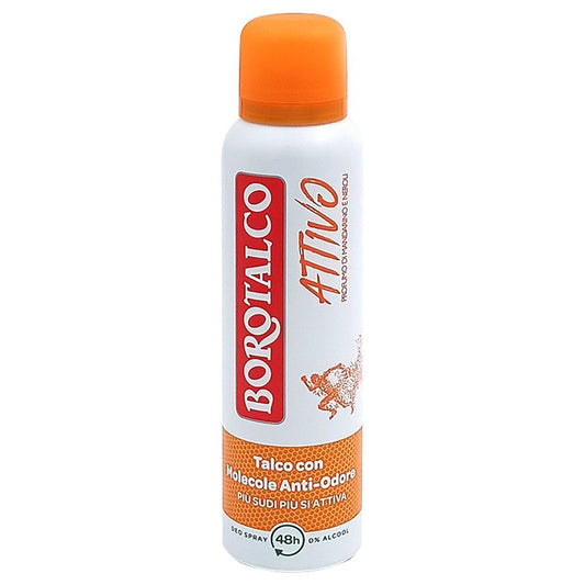 Borotalco Active Antiperspirant Spray, Protectie 48H cu Tehnologie Odor-Converter, Parfum de Mandarina si Neroli, 150 ml