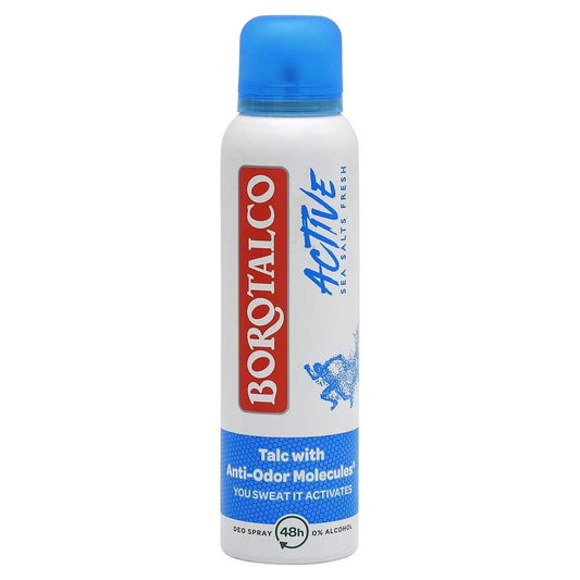 Deodorant Antiperspirant Borotalco Active, Protectie Activa cu Tehnologie Odor-Converter, Microtalc, Spray, 150 ml