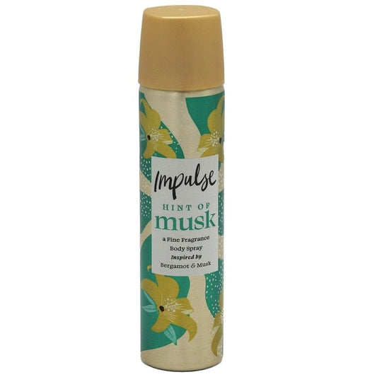 Deodorant Spray Impulse Hint Of Musk, Parfum Floral si Mosc, Protectie Zilnica, Recipient Metalic, 75 ml