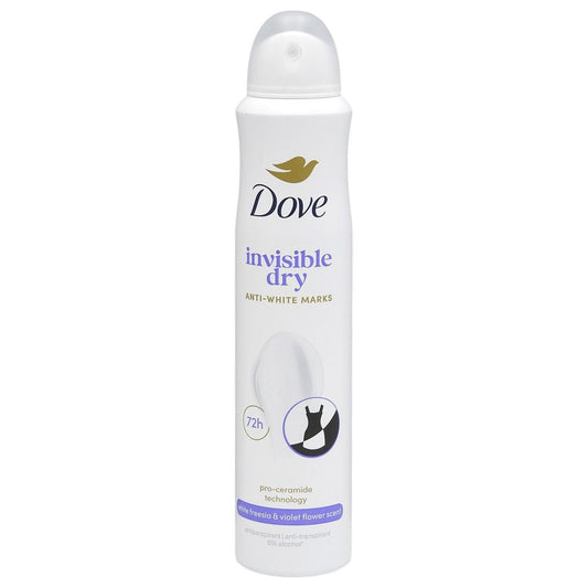 Dove Antiperspirant Deodorant Invisible Dry, Protectie 72 Ore Contra Petelor Albe, Spray, 200 ml