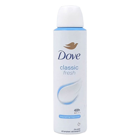 Dove Antiperspirant Deodorant Spray, Protectie 48h, Ingrijire cu 1/4 Crema Hidratanta, Classic Fresh, 150 ml