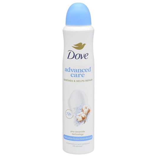 Dove Antiperspirant Deodorant Advanced Care, Parfum Fresh Cotton si Sea Minerals, Protectie 72h, Spray 200 ml