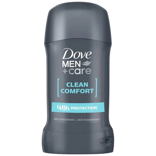Dove Men+Care Antiperspirant Stick, Protectie 48h Impotriva Transpiratiei, Tehnologie cu Agenti de Hidratare, Formula Fara Alcool, Clean Comfort, 50 ml