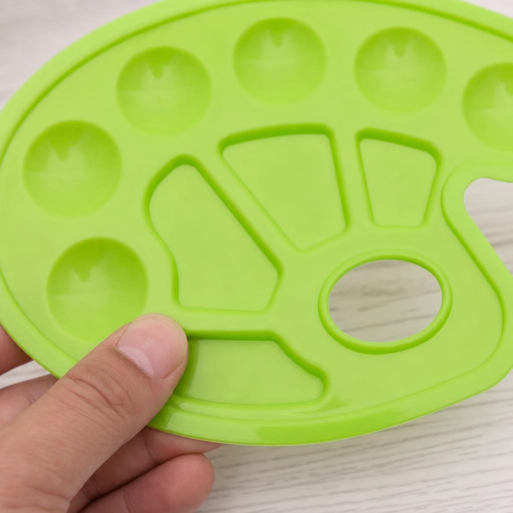 Paleta Pentru Pictura, Tava Amestecat Culori cu 10 Compartimente, Plastic, 30 x 20 x 1.7 cm, Verde