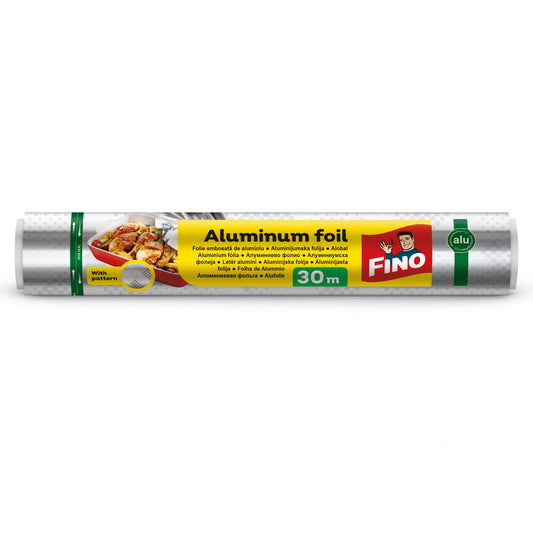 Fino Folie de Aluminiu Embosată, Textură Aderentă pentru Protecție și Conservare Alimente, Rolă 30 m
