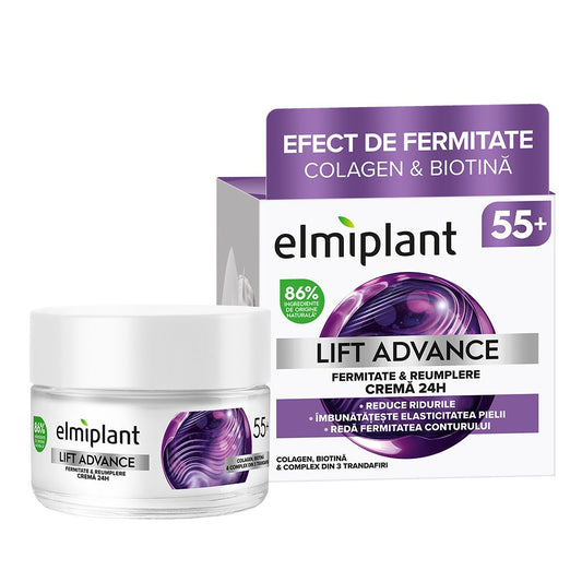 Elmiplant Lift Advance 55+, Crema de Zi Anti-Aging cu Efect de Lifting si Regenerare, Tratament Ten Matur, 50 ml