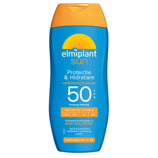 Elmiplant Sun Lapte Protectie Solara, Crema Hidratanta cu Acid Hialuronic, Protectie Ridicata SPF 50, 200 ml
