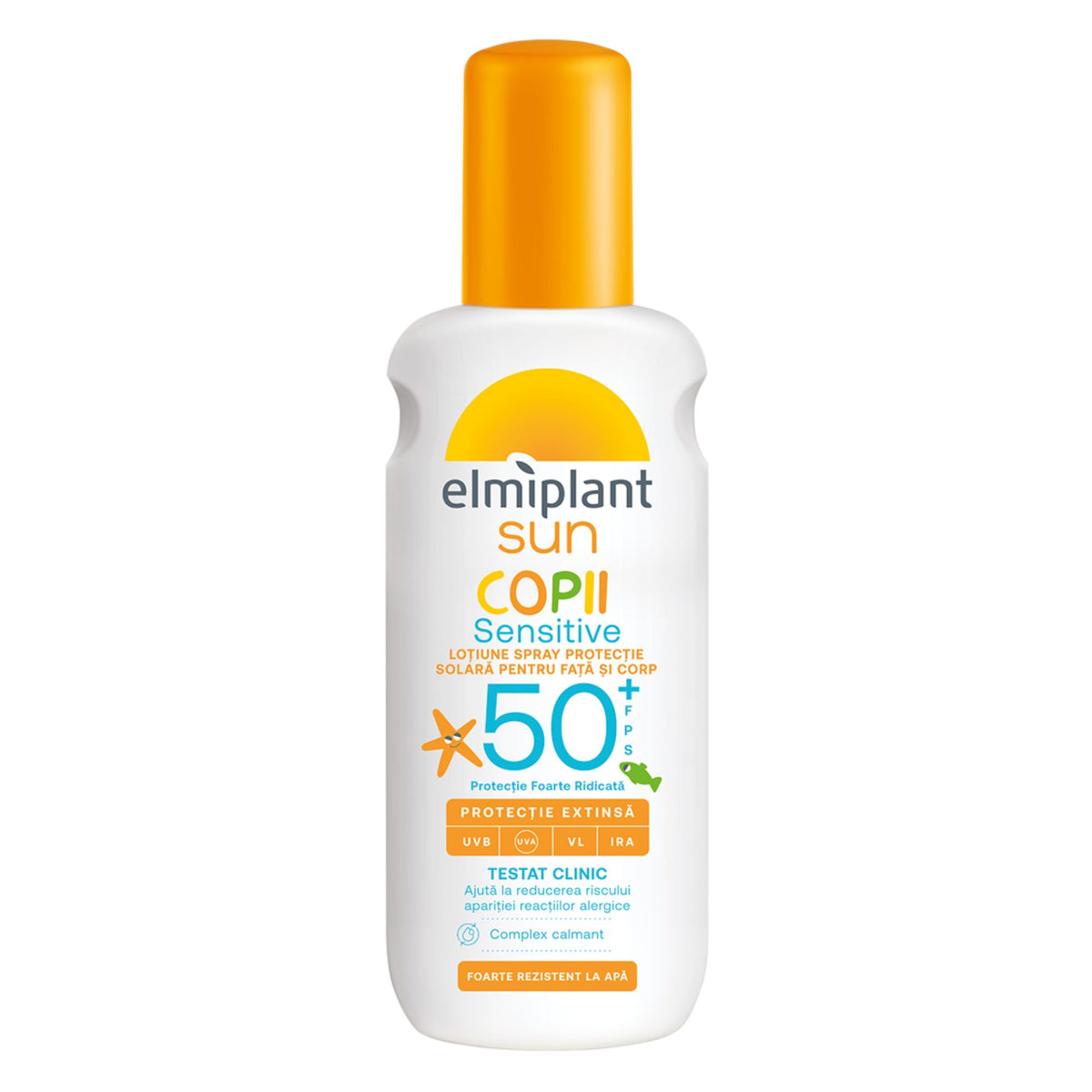 Elmiplant Sun Lotiune Spray Protectie Solara Copii, Formula Sensitive Pentru Fata si Corp, SPF 50+, 200 ml