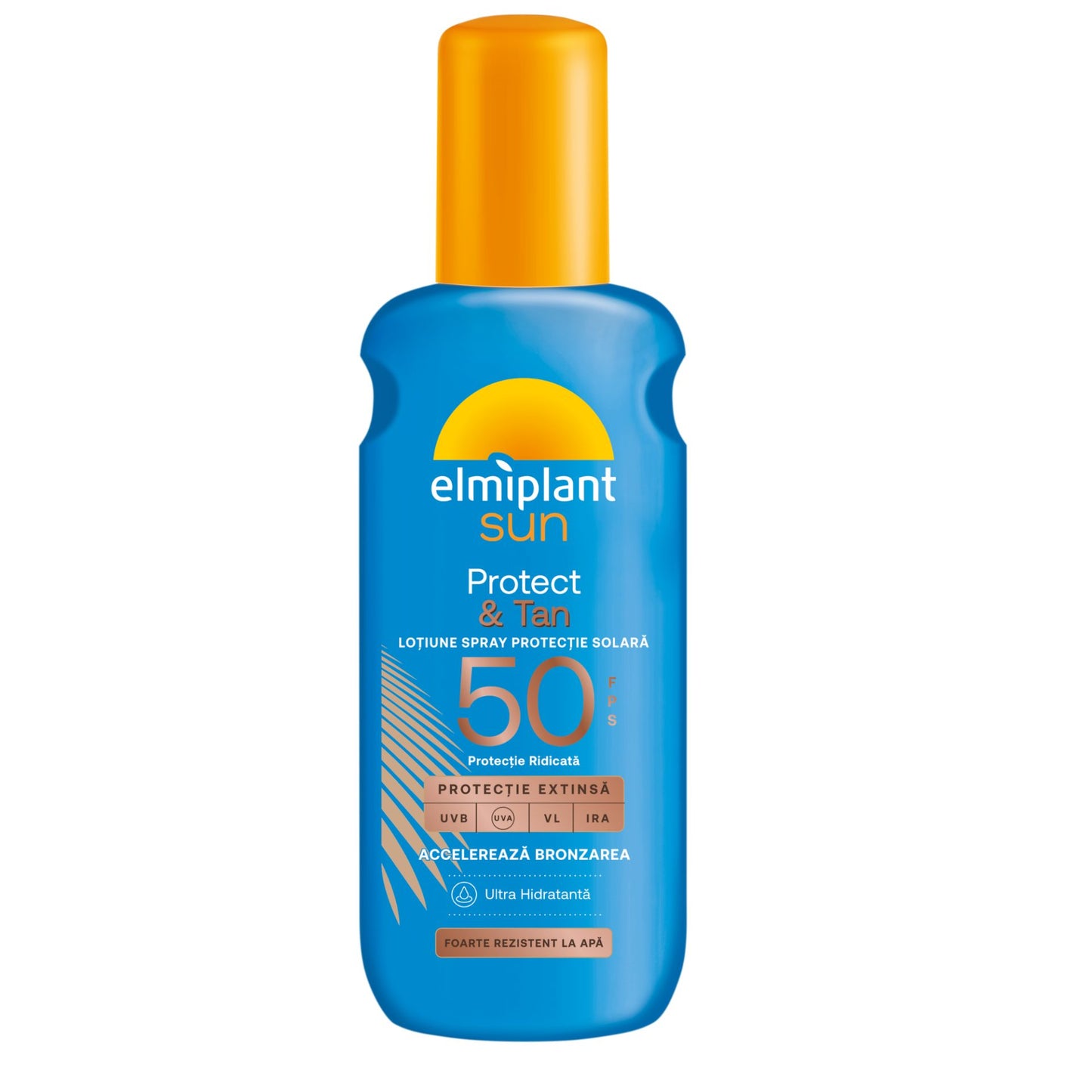 Elmiplant Sun Lotiune Spray Protectie Solara SPF 50, Formula pentru Bronzare Naturala, Rezistenta la Apa, 150 ml