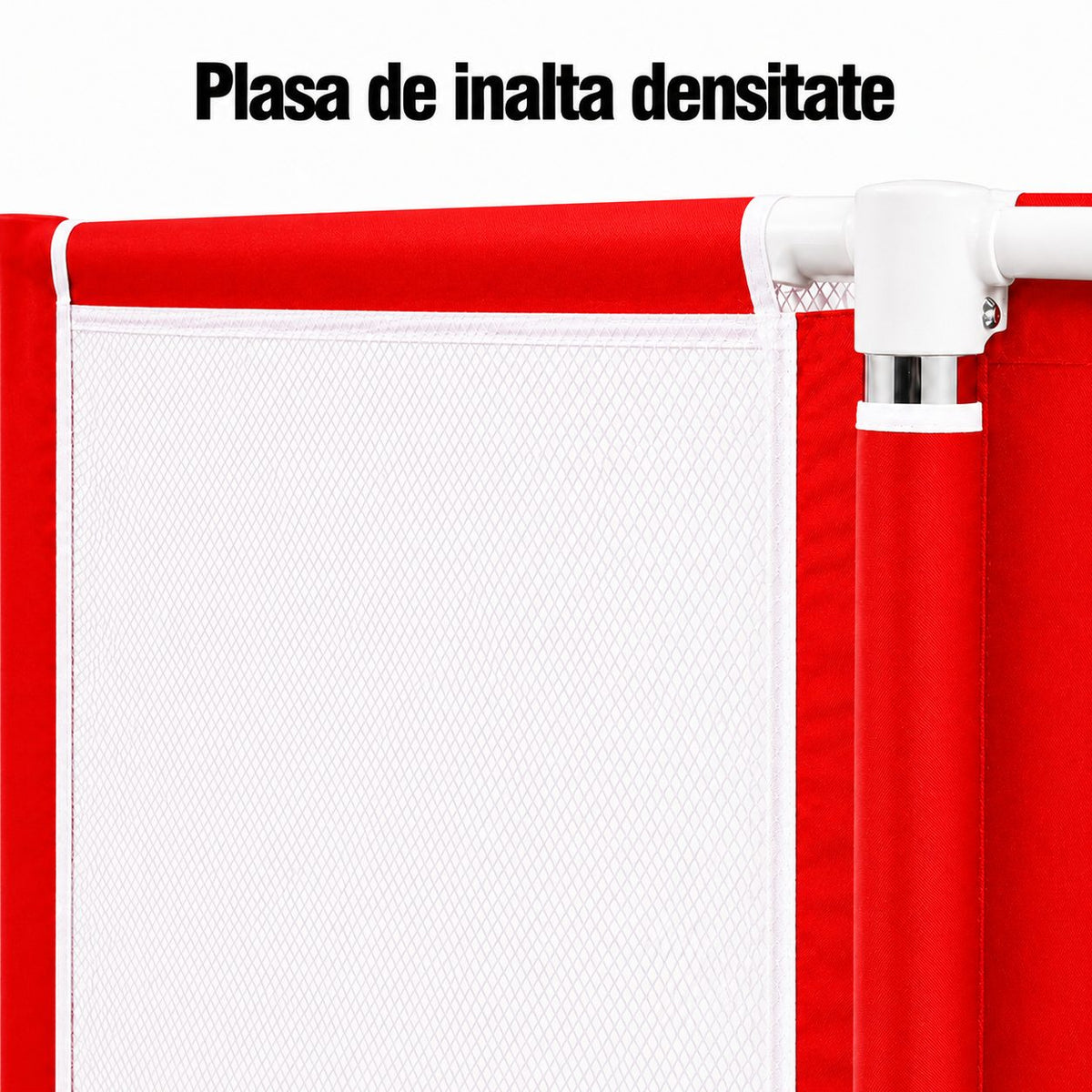 Tarc De Joaca Pentru Copii, Cu Cos De Baschet Si Usa Cu Fermoar, Structura Stabila, Plasa, 130x115x65 cm, Rosu