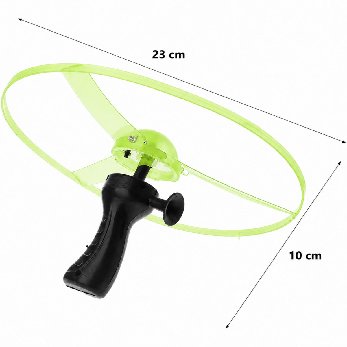 Disc Zburator cu Lumini LED, Aruncator Manual pentru Copii, Plastic Transparent, Verde, 24 cm