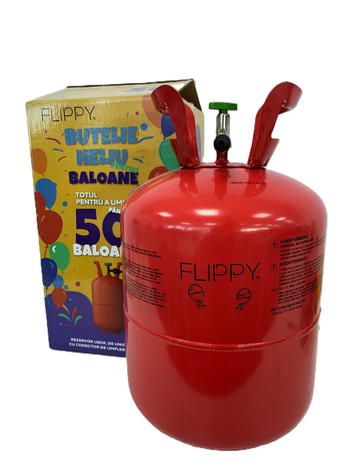 Butelie Heliu de Unica Folosinta, Rezervor pentru 50 Baloane Latex, Metal Rezistent, 13l, 24x24x42 cm, Rosu