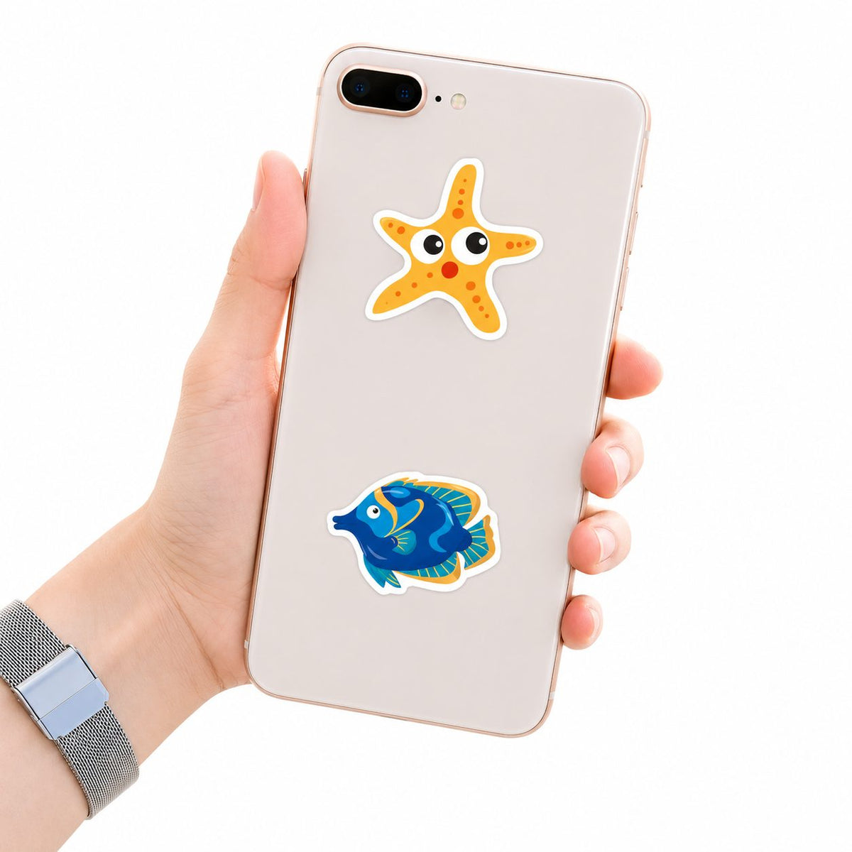 Stickere Decorative Lumea Marina, Animale Acvatice Kawaii, Folie Mata, Multicolor, Set 50 Bucati, 5-6 cm