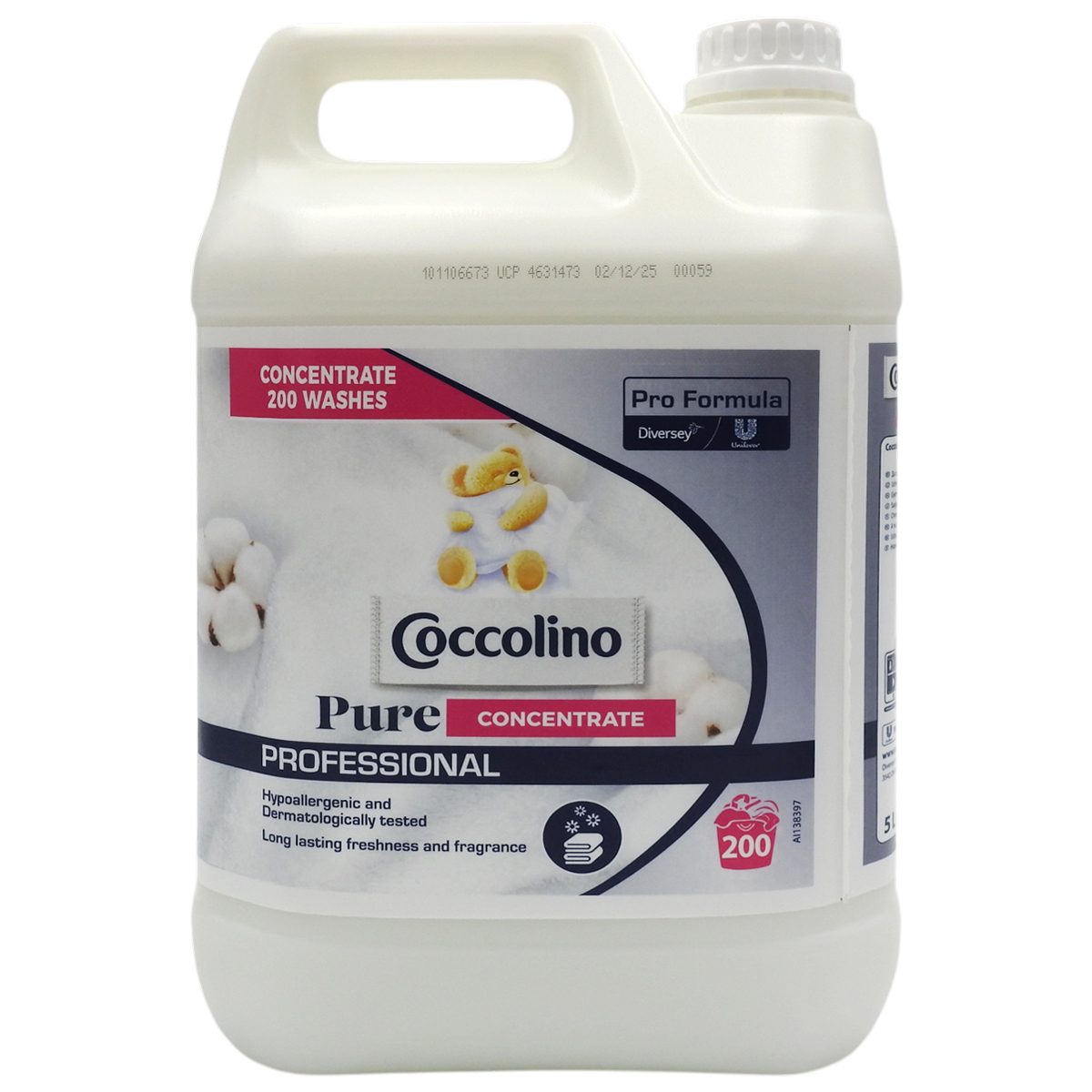 Coccolino Professional Pure, Balsam de Rufe Concentrat, Formula Hipoalergenica pentru Piele Sensibila, Testat Dermatologic, 5 L