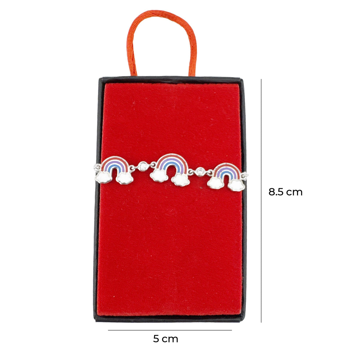 Jolie Brățară pentru Fete și Copii, Model Curcubeu cu Email și Zirconiu, Argint 925, 1.8 g, Lungime 22 cm, Multicolor/Argintiu