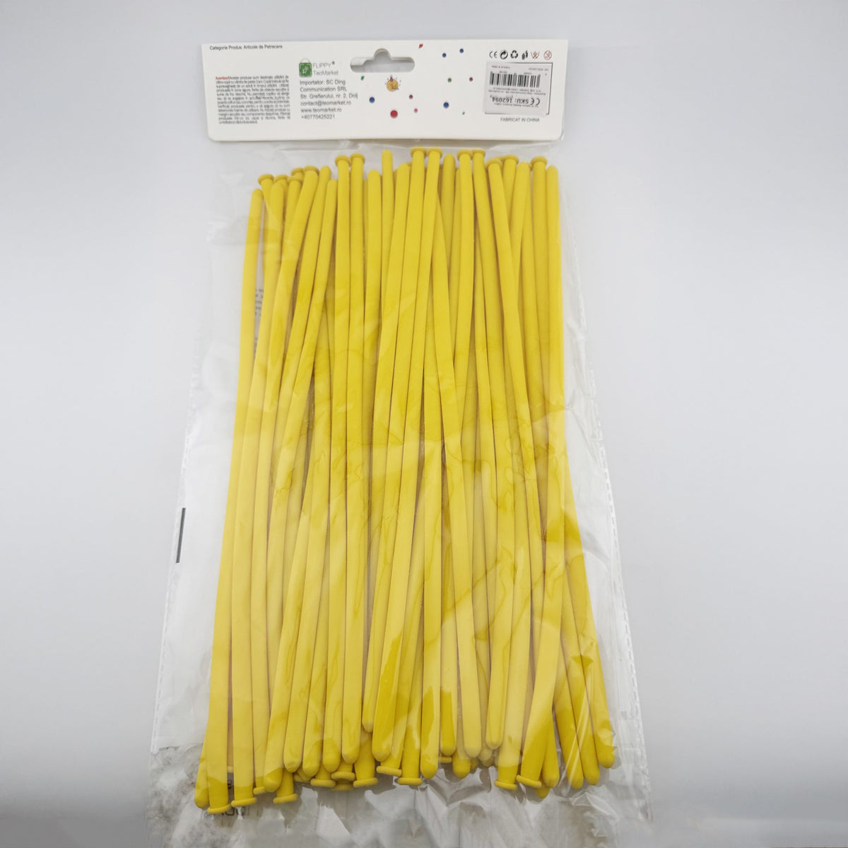 Baloane de Modelaj pentru Animale și Siluete, Set 50 Bucăți, Latex Flexibil de Calitate Premium, Lungime Maximă 150 cm, 1.8 g, Galben