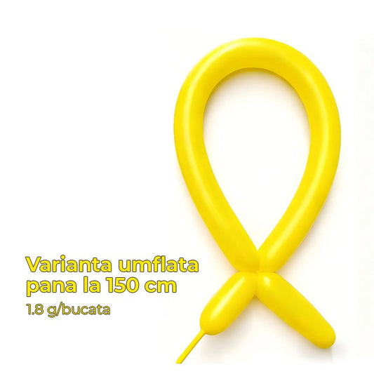 Baloane de Modelaj pentru Animale și Siluete, Set 50 Bucăți, Latex Flexibil de Calitate Premium, Lungime Maximă 150 cm, 1.8 g, Galben