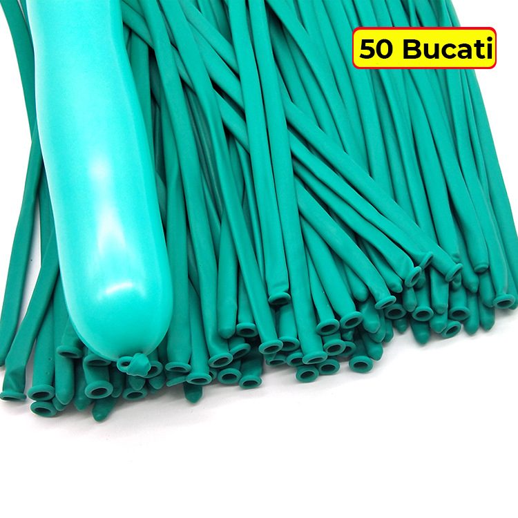 Baloane de Modelaj Profesionale pentru Figuri, Set 50 Bucati, Latex Premium Rezistent, 1.8 g, 30 cm, Albastru Tiffany