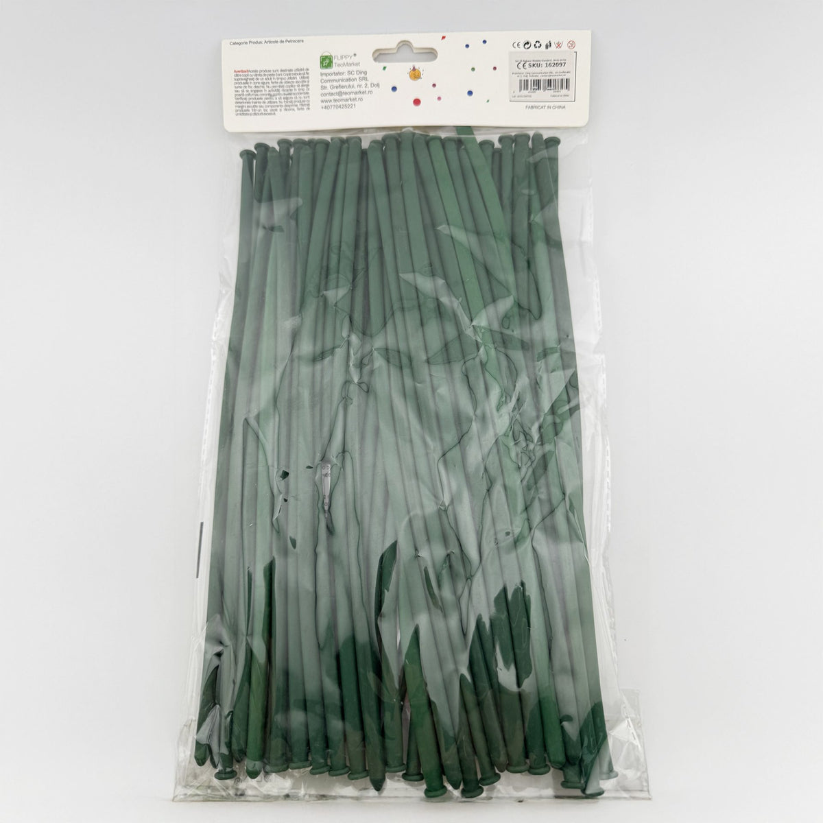 Baloane de Modelaj din Latex, Set 50 Bucati, Flexibile pentru Figurine si Animale, Lungime Maxima 150 cm, Verde, 1.8 g per unitate