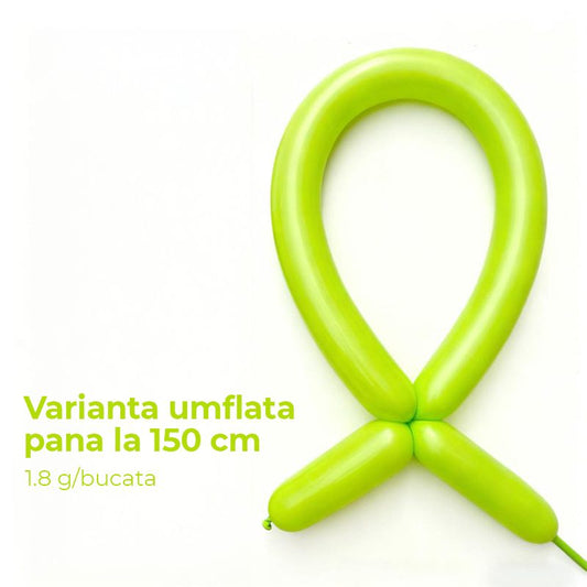 Baloane de Modelaj, Set 50 Bucati, Flexibile pentru Figuri si Animale, Latex Natural Premium, 30 cm, Extensibile 150 cm, Verde Deschis