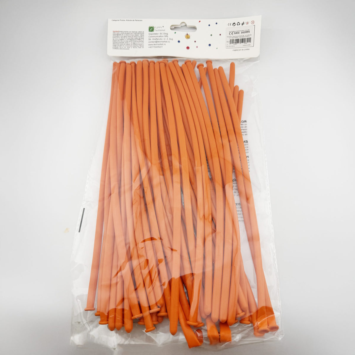 Baloane de Modelaj pentru Figuri Artistice, Latex Elastic, Extensibile pana la 150 cm, 1.8 g, Portocaliu, Set 50 Bucati
